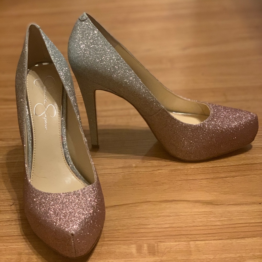 Jessica Simpson pink & silver sparkle High Heels